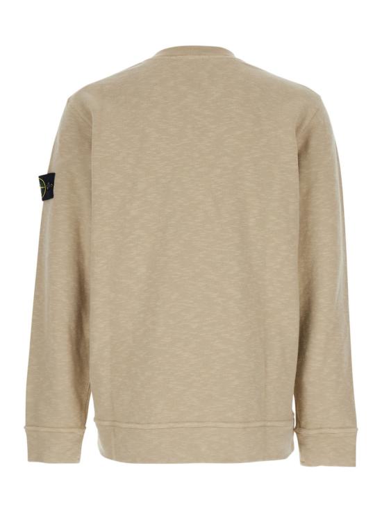  스톤 아일랜드 긴팔 티셔츠 로고 패치 크루넥 스웨트셔츠 베이지 - STONE ISLAND