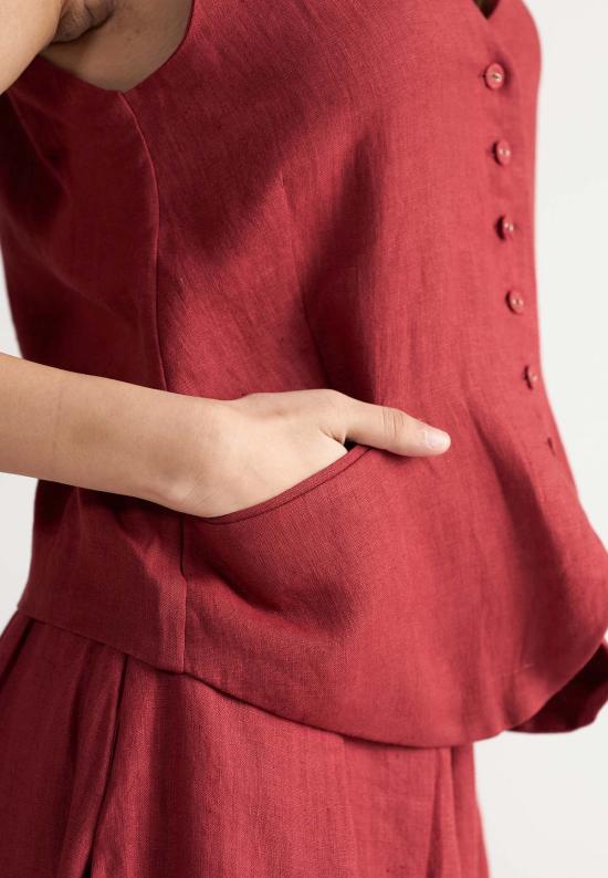  이키비 베스트 애프터눈 어페어 코디 세트 크림슨 레드 - IKKIVI