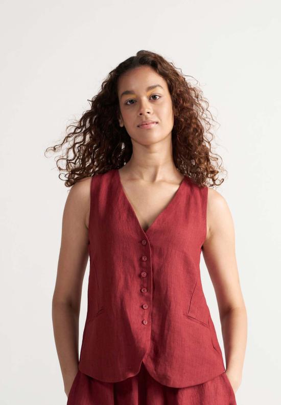  이키비 베스트 애프터눈 어페어 코디 세트 크림슨 레드 - IKKIVI