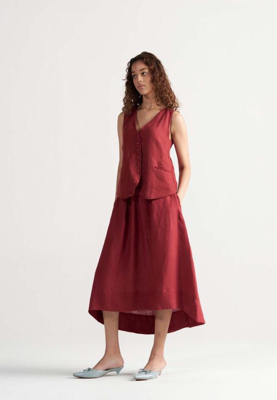  이키비 베스트 애프터눈 어페어 코디 세트 크림슨 레드 - IKKIVI