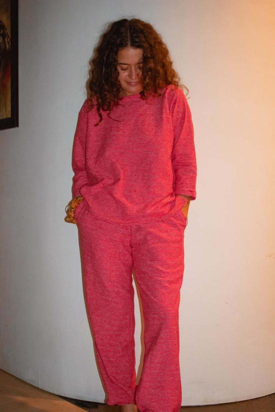  콘라도 스트레이트 팬츠 힝클리 스트라이프 조거 스웨트팬츠 - CONRADO