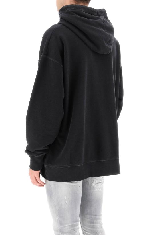  디스퀘어드2 긴팔 티셔츠 Dsquared2 로고 프린트 후드티 (앤트러사이트 색상) - DSQUARED2