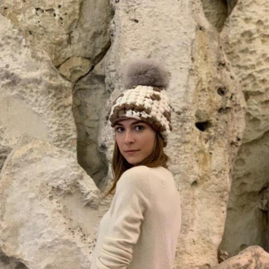  Mischa Lampert 모자 미샤 램퍼트 모카 카우 비니 + 토프 XL 폼폼 - OTHER BRANDS