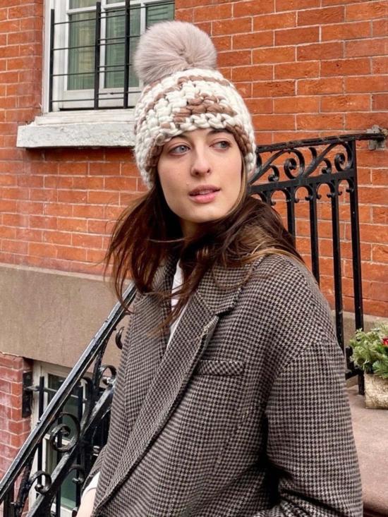  미샤램퍼트 모자 미샤 램퍼트 모카 카우 비니 + 토프 XL 폼폼