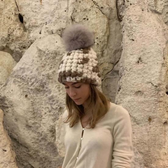  Mischa Lampert 모자 미샤 램퍼트 모카 카우 비니 + 토프 XL 폼폼 - OTHER BRANDS