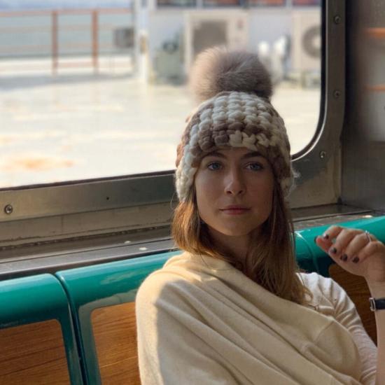  Mischa Lampert 모자 미샤 램퍼트 모카 카우 비니 + 토프 XL 폼폼 - OTHER BRANDS