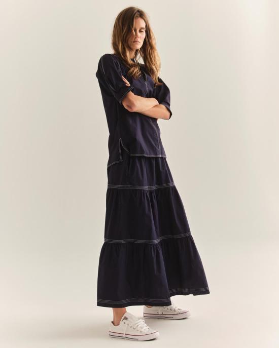  Cartolina 반팔 티셔츠 카톨리나 슬론 포플린  미드나잇 블루