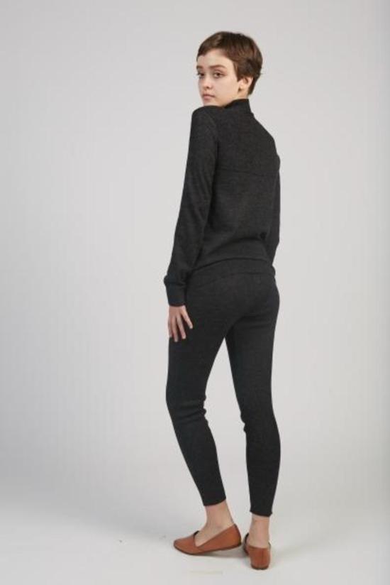  울 하이드 터틀넥 레이어링 립 알파카 모크넥 스웨터 차콜 - WOL HIDE