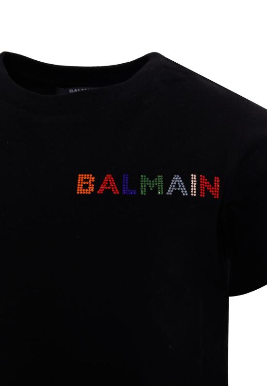  [키즈] 발망 트레이닝 상의 로고 아동용 티셔츠 블랙 - BALMAIN