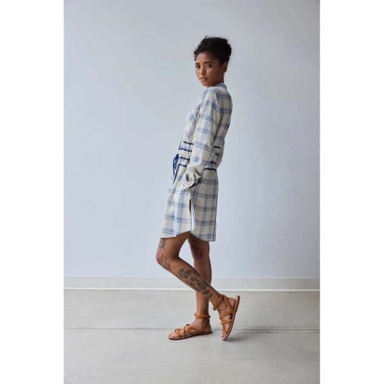  Hope for Flowers by Tracy Reece 숏 원피스 트레이시 리스의 Hope For Flowers 밴드 칼라 미니 드레스, 워프 다이드 체크무늬 - OTHER BRANDS