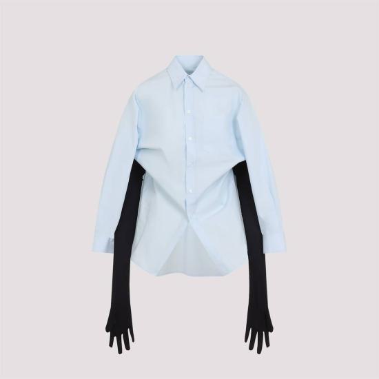  MM6 메종마르지엘라 탑 Mm6 메종 마르지엘라 셔츠 라이트 블루 - MM6 MAISON MARGIELA
