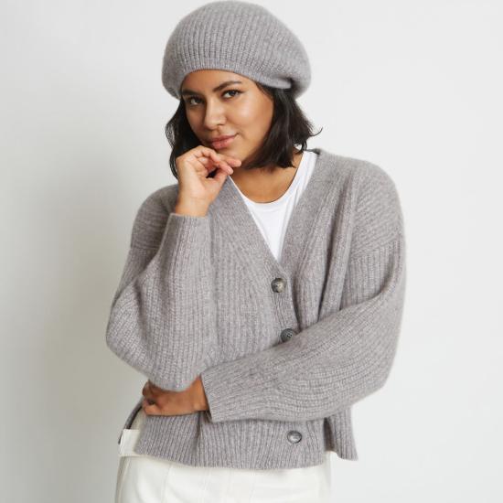  Santicler 모자 산티클레르 셀린느 리브드 퓨어 캐시미어 베레모 그라나이트