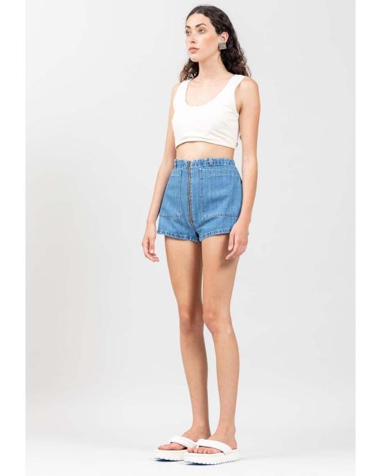  토잇 볼랑 데님 숏팬츠 Toit Volant 104 반바지 인디고 데님 - TOIT VOLANT