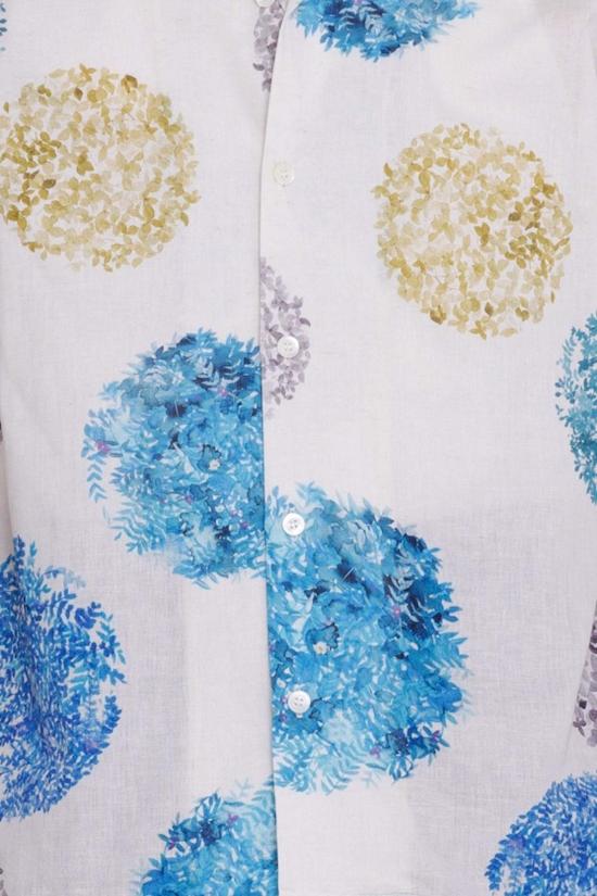  Graphia New York 반팔 셔츠 그라피아 뉴욕 아르나즈 리조트  블루/골드 수채화 나뭇잎 프린트 - OTHER BRANDS