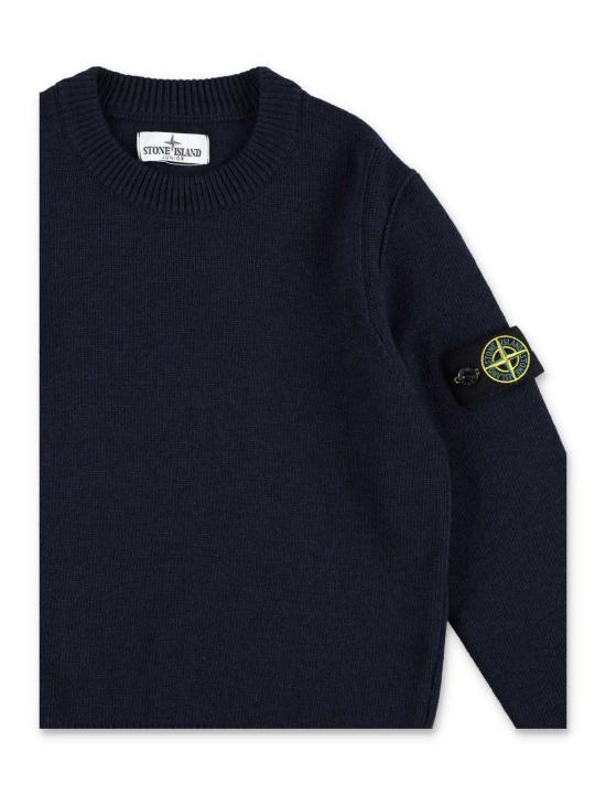  [키즈] 스톤 아일랜드 풀오버 키즈  니트 베이직 스웨터 블루 - STONE ISLAND