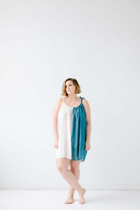  살루아 란제리 라운지 웨어 시스루 타이 스트랩 베이비돌 화이트/틸/화이트/제라늄 - SALUA LINGERIE