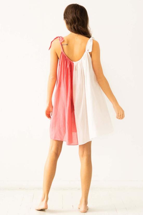  살루아 란제리 라운지 웨어 시스루 타이 스트랩 베이비돌 화이트/틸/화이트/제라늄 - SALUA LINGERIE