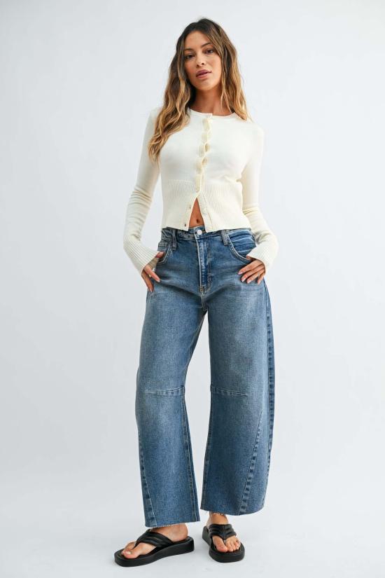  저스트 블랙 데님 데님 팬츠 더 시임드 배럴 진 미디엄 데님 - JUST BLACK DENIM