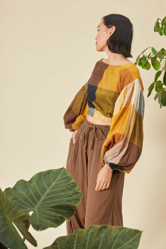  RUJUTA SHETH 긴팔 티셔츠 루주타 셰스 엘리자베스 탑 마니 첵스 - OTHER BRANDS