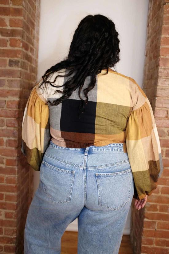  RUJUTA SHETH 긴팔 티셔츠 루주타 셰스 엘리자베스 탑 마니 첵스 - OTHER BRANDS