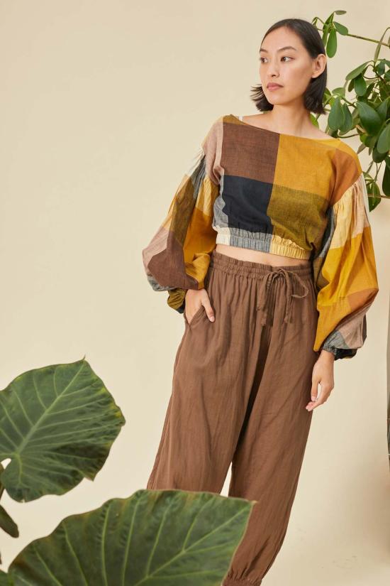  RUJUTA SHETH 긴팔 티셔츠 루주타 셰스 엘리자베스 탑 마니 첵스 - OTHER BRANDS