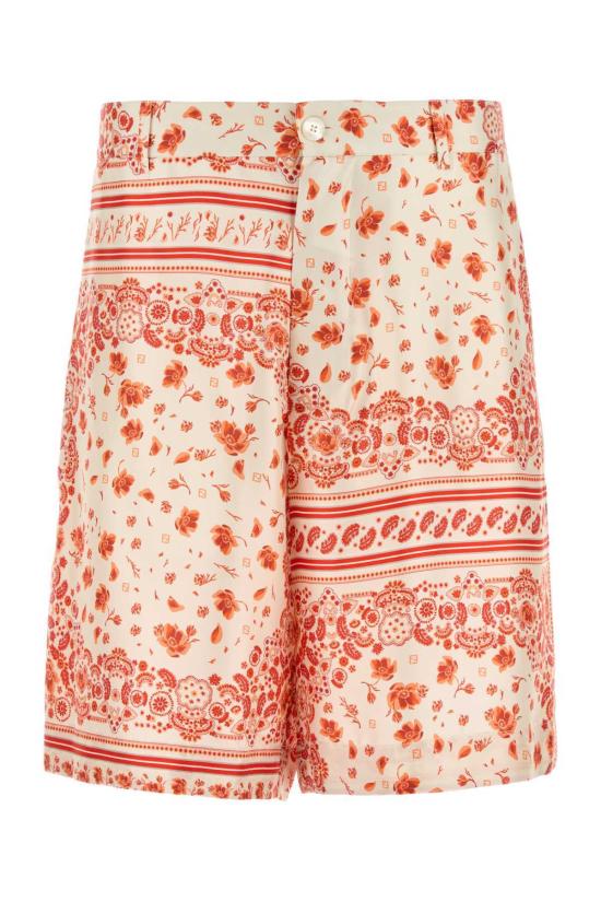  펜디 숏팬츠 프린트 실크 버뮤다 쇼츠 코랄