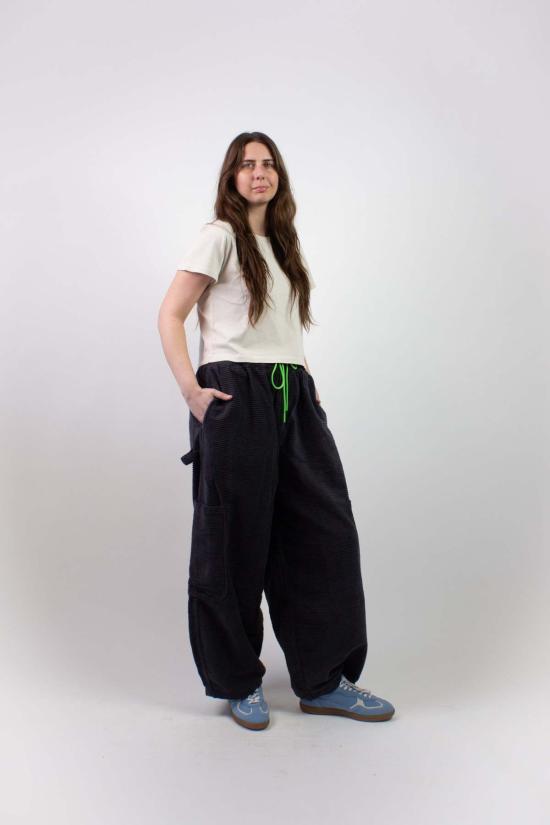  밀스 크롭 팬츠 식사용 가로형 코듀로이 셰프 팬츠 블랙 참깨 - MEALS