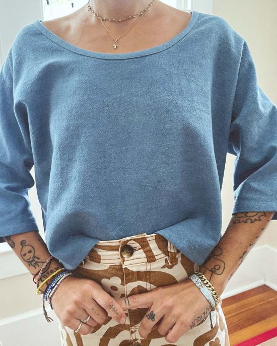  포엠 블라우스 메이커 탑  인디고 블루 - PO EM