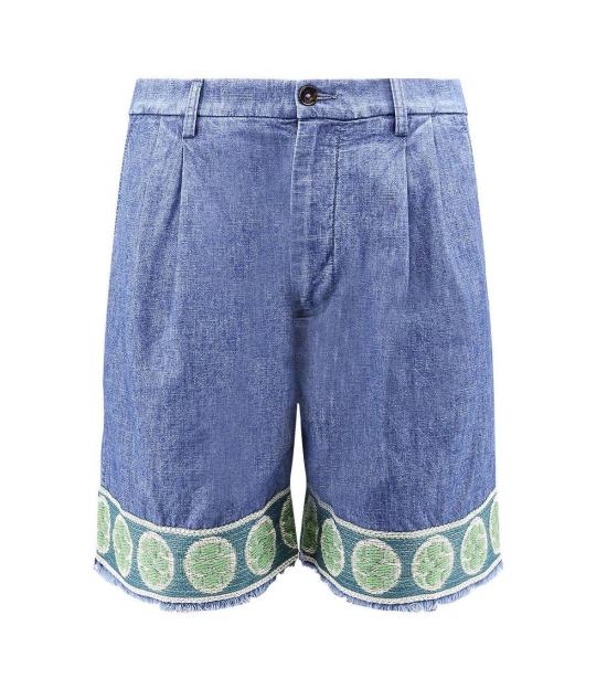  발렌티노 가라바니 데님 팬츠 프레이드 엣지 데님 버뮤다 쇼츠 미디엄 블루 데님