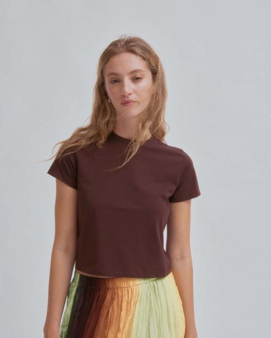  사야카 다비스 뉴욕 반팔 티셔츠 사야카 데이비스 뉴욕 컴팩트 티 브라운 - SAYAKA DAVIS NEW YORK