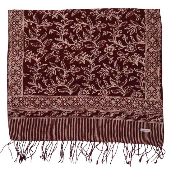  카시 코옵 머플러/스카프 Kasih Coop 핸드메이드 바틱 스카프 레드 화이트/버건디 - KASIH COOP