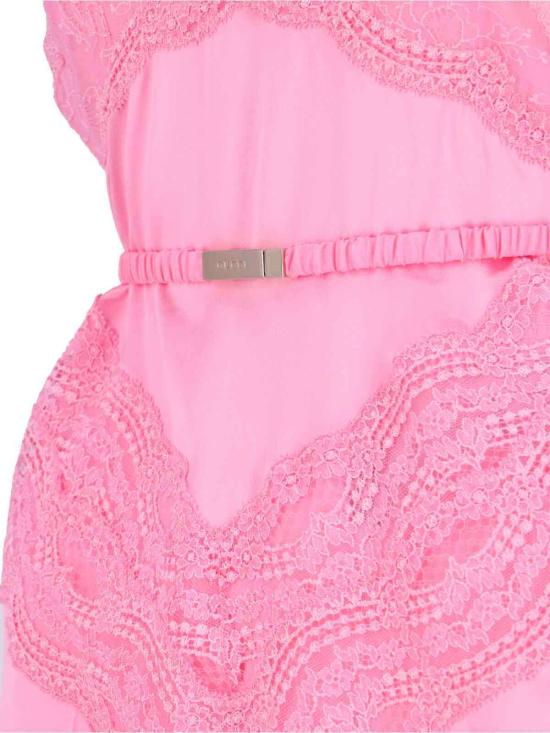  구찌 미디 원피스 실크 새틴 미디 드레스 핑크 - GUCCI