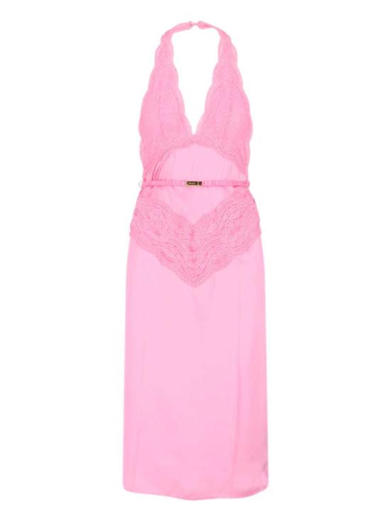  구찌 미디 원피스 실크 새틴 미디 드레스 핑크