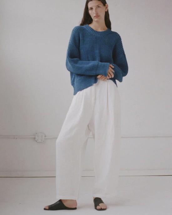  샤이나 모트 스트레이트 팬츠 린넨 보이 팬츠 솔트/오닉스 - SHAINA MOTE