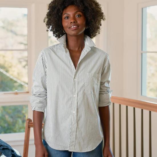  프랭크 앤 에일린 셔츠 프랭크 & 아일린 아일린 셔츠 아미 그린 스트라이프