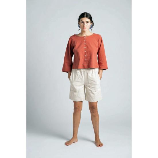  Herself 데님 숏팬츠 Clothing Bridget 유기농 면 데님 반바지 내추럴