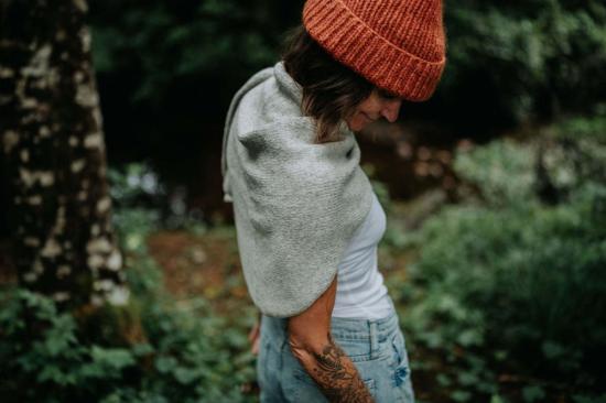  해피 프렌치 갱 머플러/스카프 핸드룸 무염색 알파카 로레트 숄 실버 - HAPPY FRENCH GANG