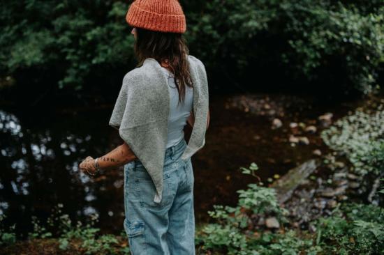  해피 프렌치 갱 머플러/스카프 핸드룸 무염색 알파카 로레트 숄 실버 - HAPPY FRENCH GANG