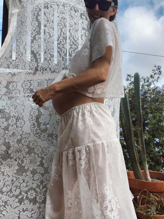  핀 앤 레이 미디 스커트 레이스 스커트 3 스커트