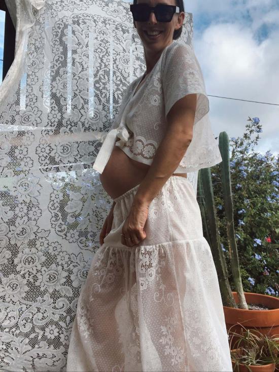  핀 앤 레이 미디 스커트 레이스 스커트 3 스커트 - FIN AND RAY