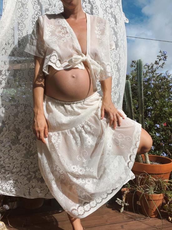  핀 앤 레이 미디 스커트 레이스 스커트 3 스커트 - FIN AND RAY