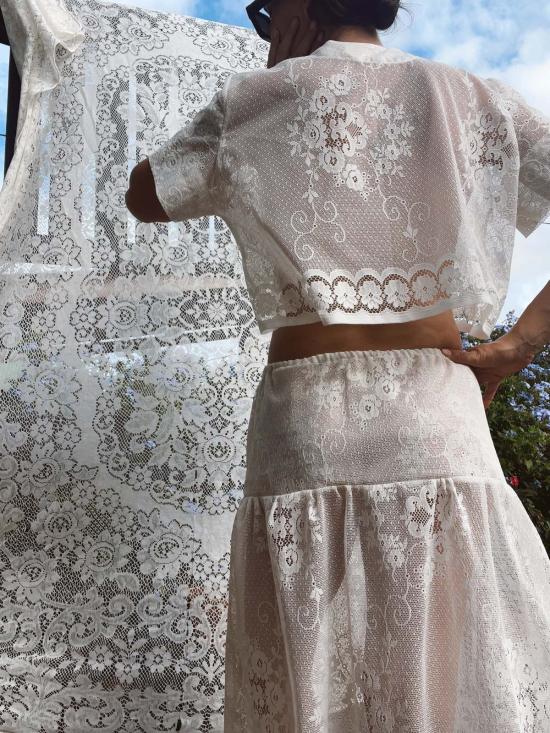  핀 앤 레이 미디 스커트 레이스 스커트 3 스커트 - FIN AND RAY