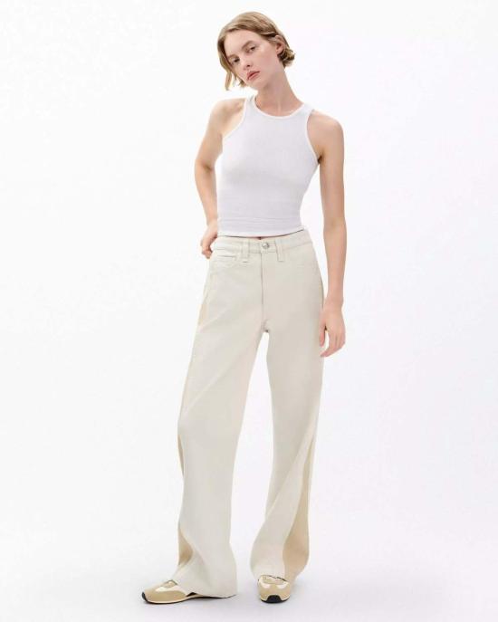  랙앤본 데님 팬츠 Rag&Bone Logan Spliced Wide Leg Jeans 투톤 컬러 - RAG & BONE