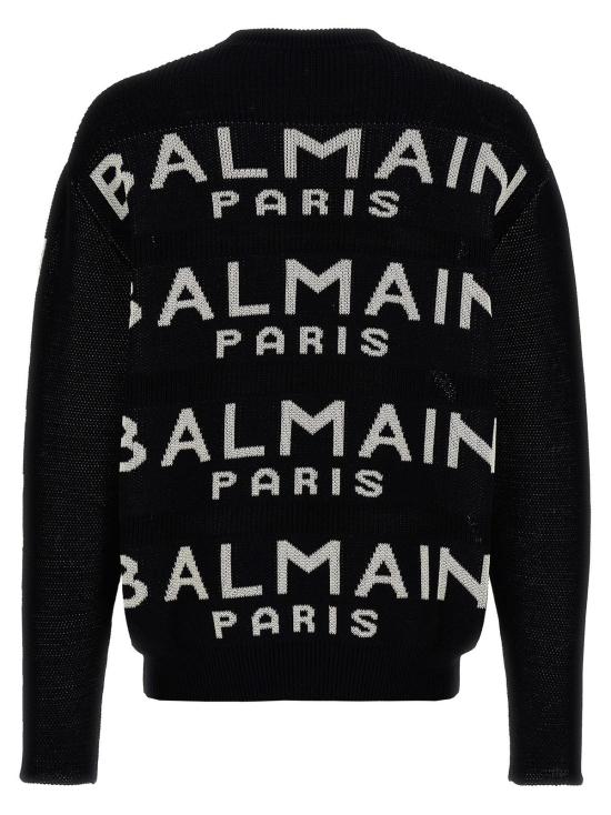  발망 스웨터 올오버 로고  화이트/블랙 - BALMAIN