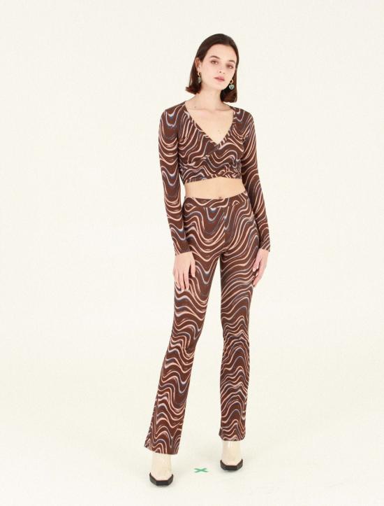  Studio Fantastique 민소매 티셔츠 Loretta 탑 브라운 웨이브 - OTHER BRANDS