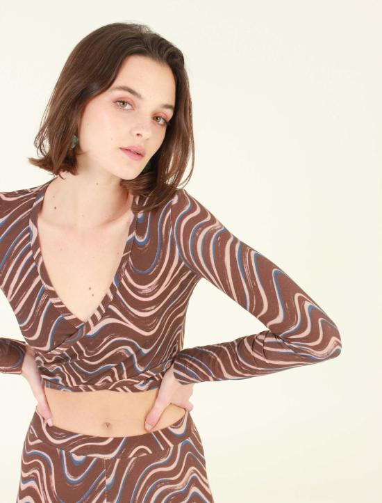  Studio Fantastique 민소매 티셔츠 Loretta 탑 브라운 웨이브