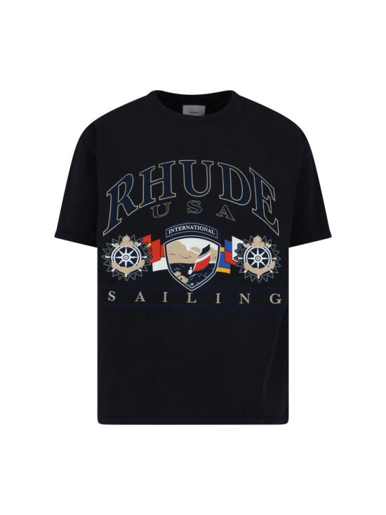  루드 반팔 티셔츠 Rhude 반팔 크루넥 티셔츠 블랙