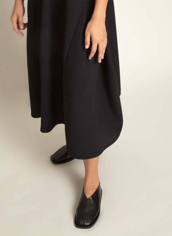  KAAREM 롱 원피스 Kaarem Diagonal Xéo A 라인 포켓 드레스 블랙 블루 - KAAREM