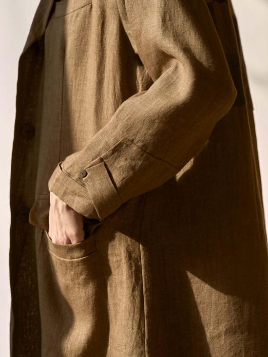  이키비 트렌치 코트 트렌치 미 낫 코트 브라운 - IKKIVI