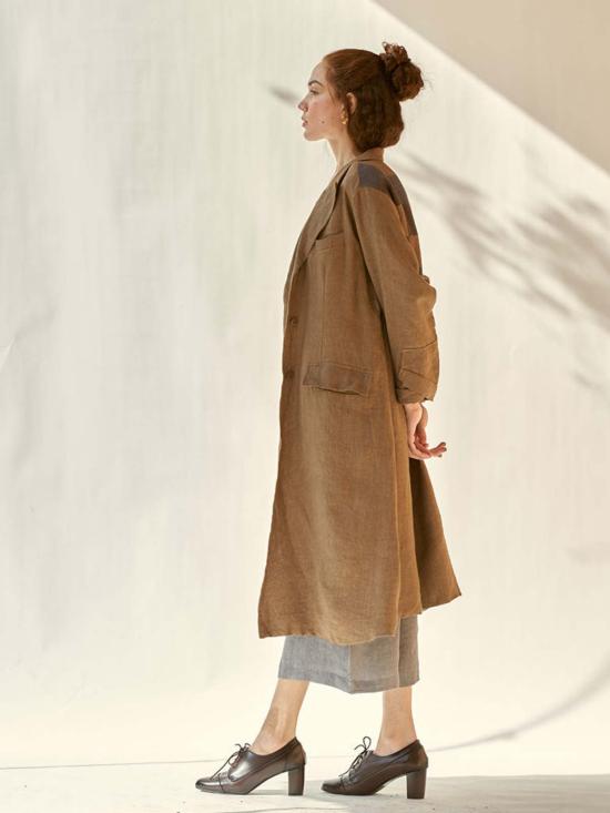  이키비 트렌치 코트 트렌치 미 낫 코트 브라운 - IKKIVI